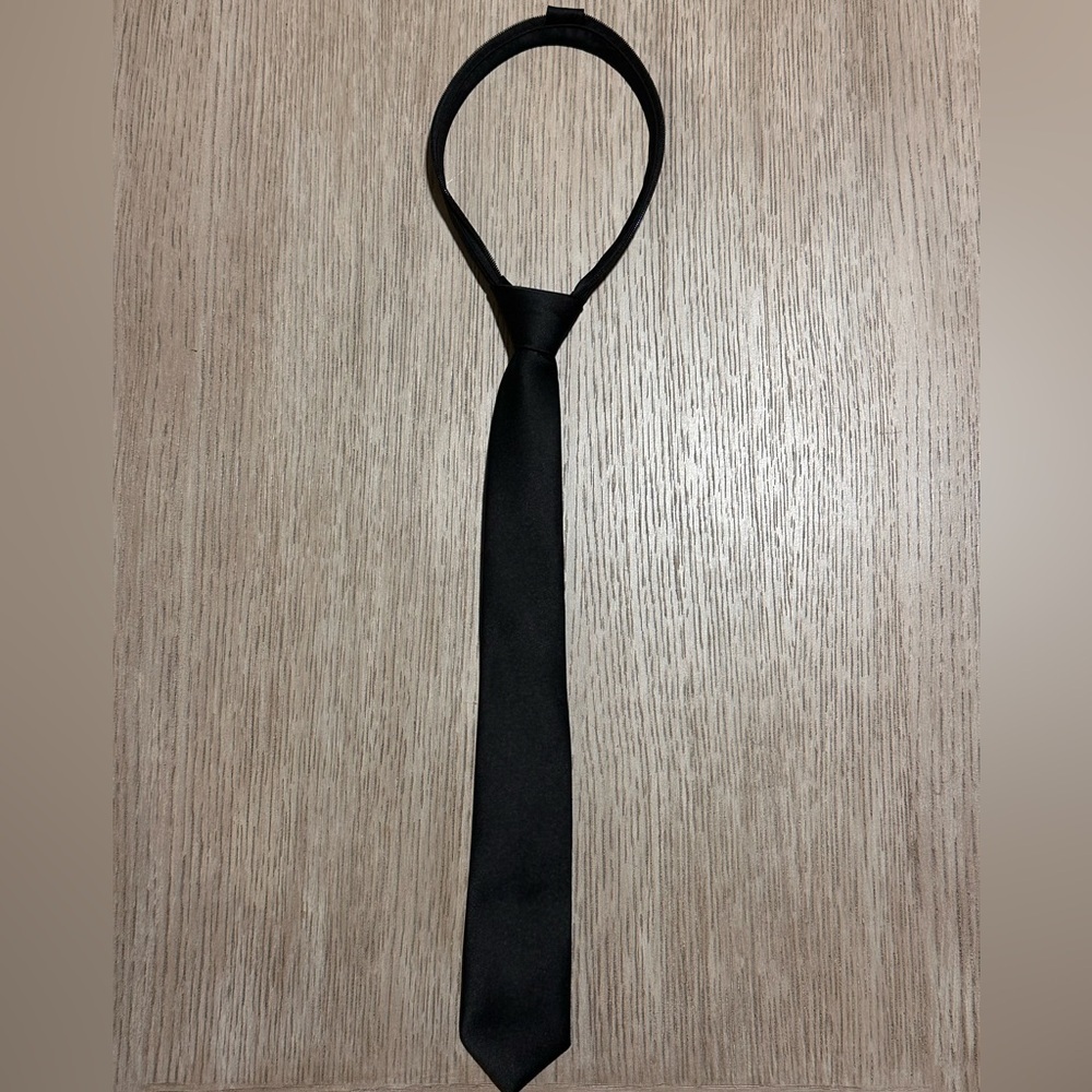Black N Bianco Slim Black Neck Tie - Classic Solid (2” wide)